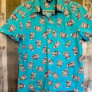 Disney Parks Star Wars Storm Trooper Button Down Cotton Shirt Men’s Sz S